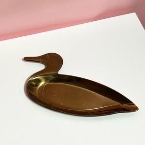 Vintage mcm mid century brass duck trinket dish